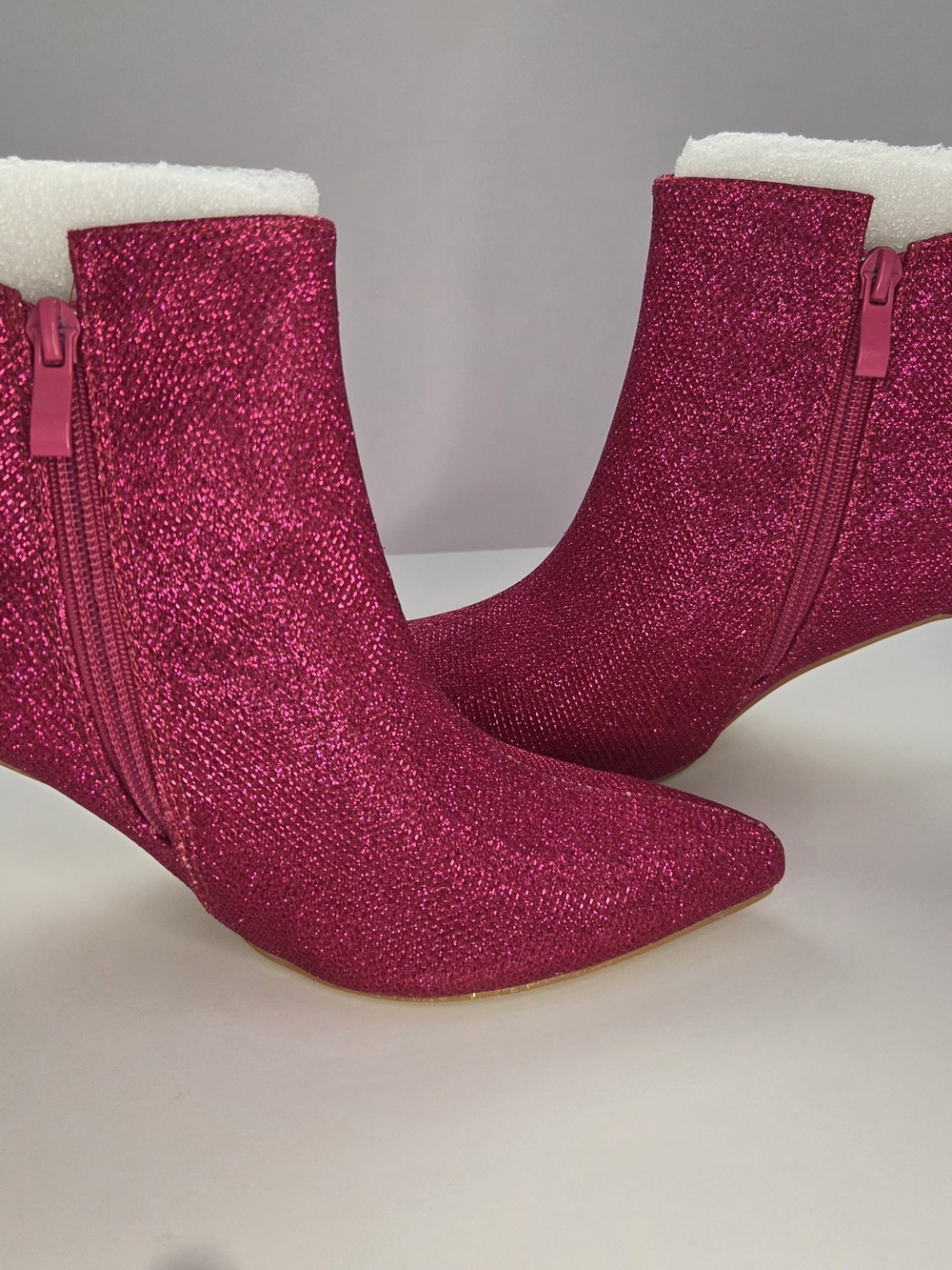Allegra K Glitter Ankle Boots in Fuchsia Pink